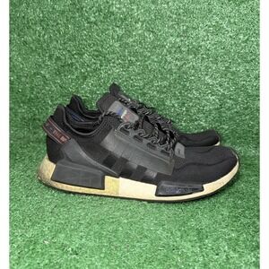 Adidas NMD V2 Mens Size 10.5 Black Gold Running Shoes Walking Comfort Sneakers